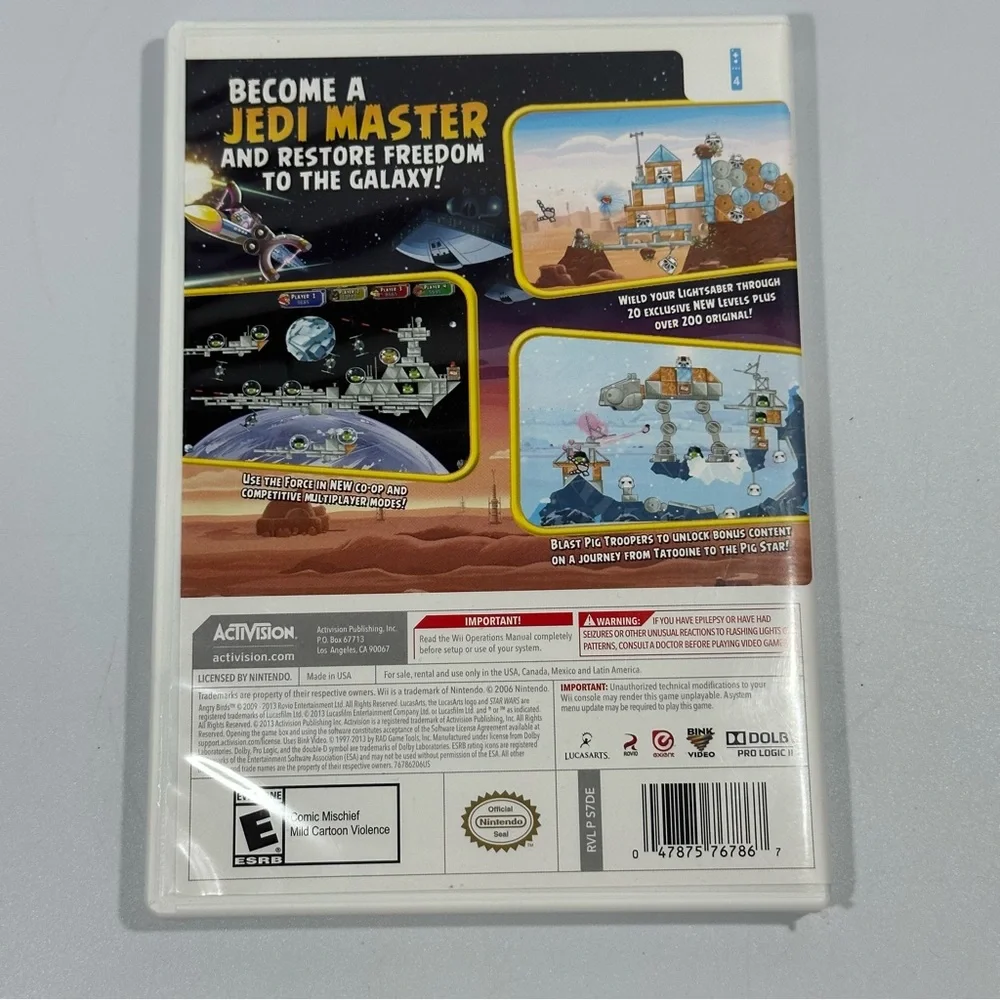 Angry Birds Star Wars Nintendo Wii Activision Video Game EUC